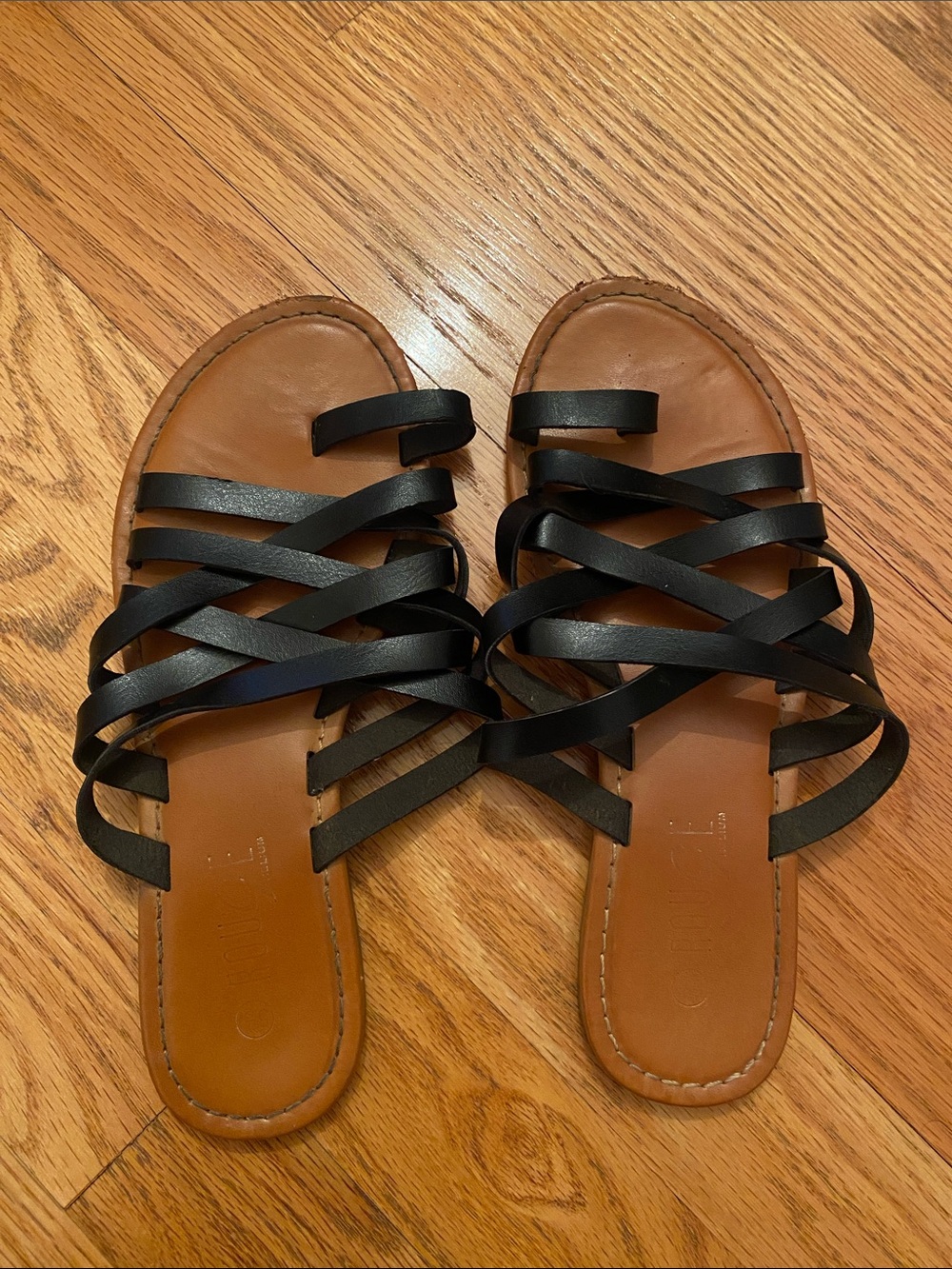 Women's Black Strappy Slide Sandals - Casual Summer Footwear